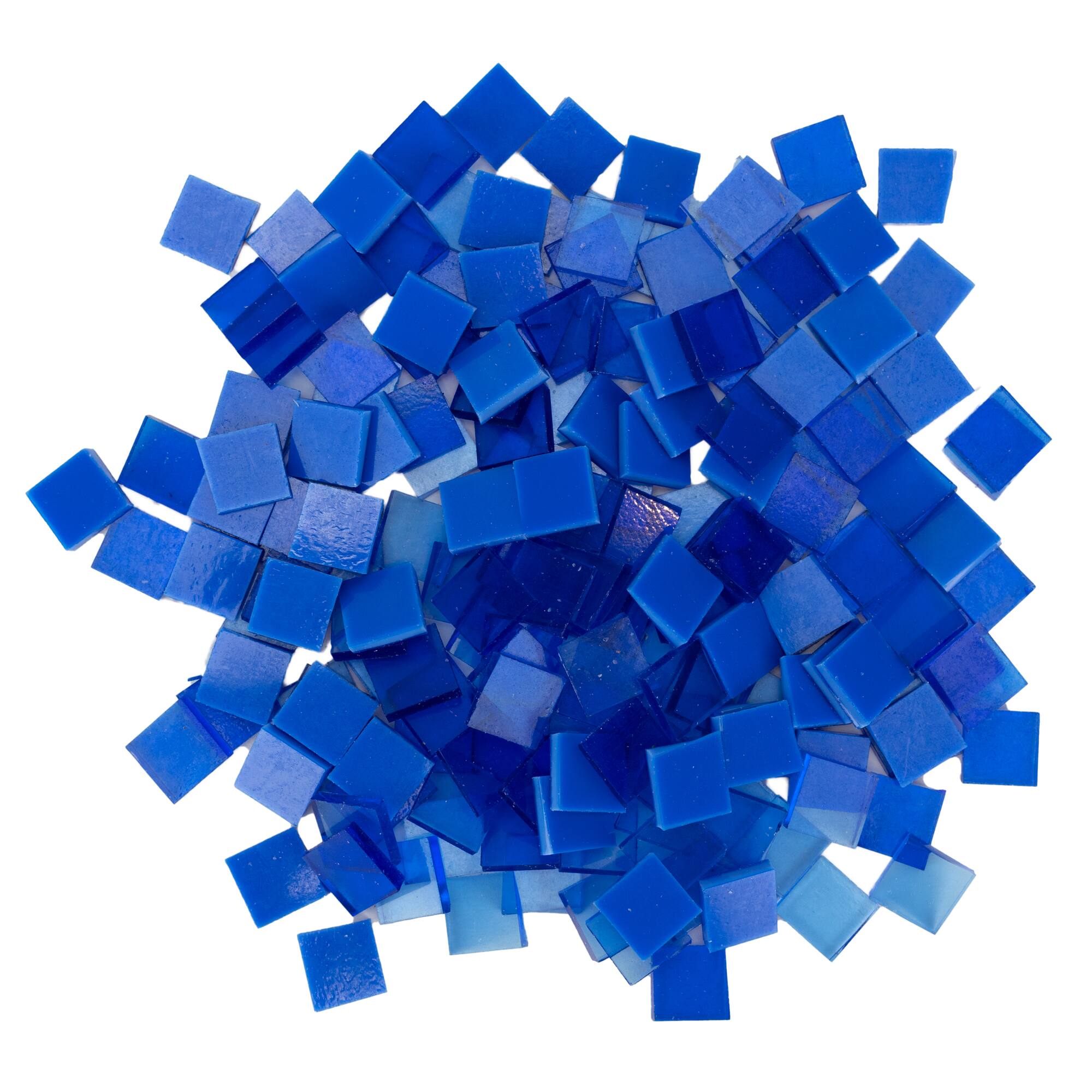 Small Blue Mosaic Stained Glass Squares, 8oz.
